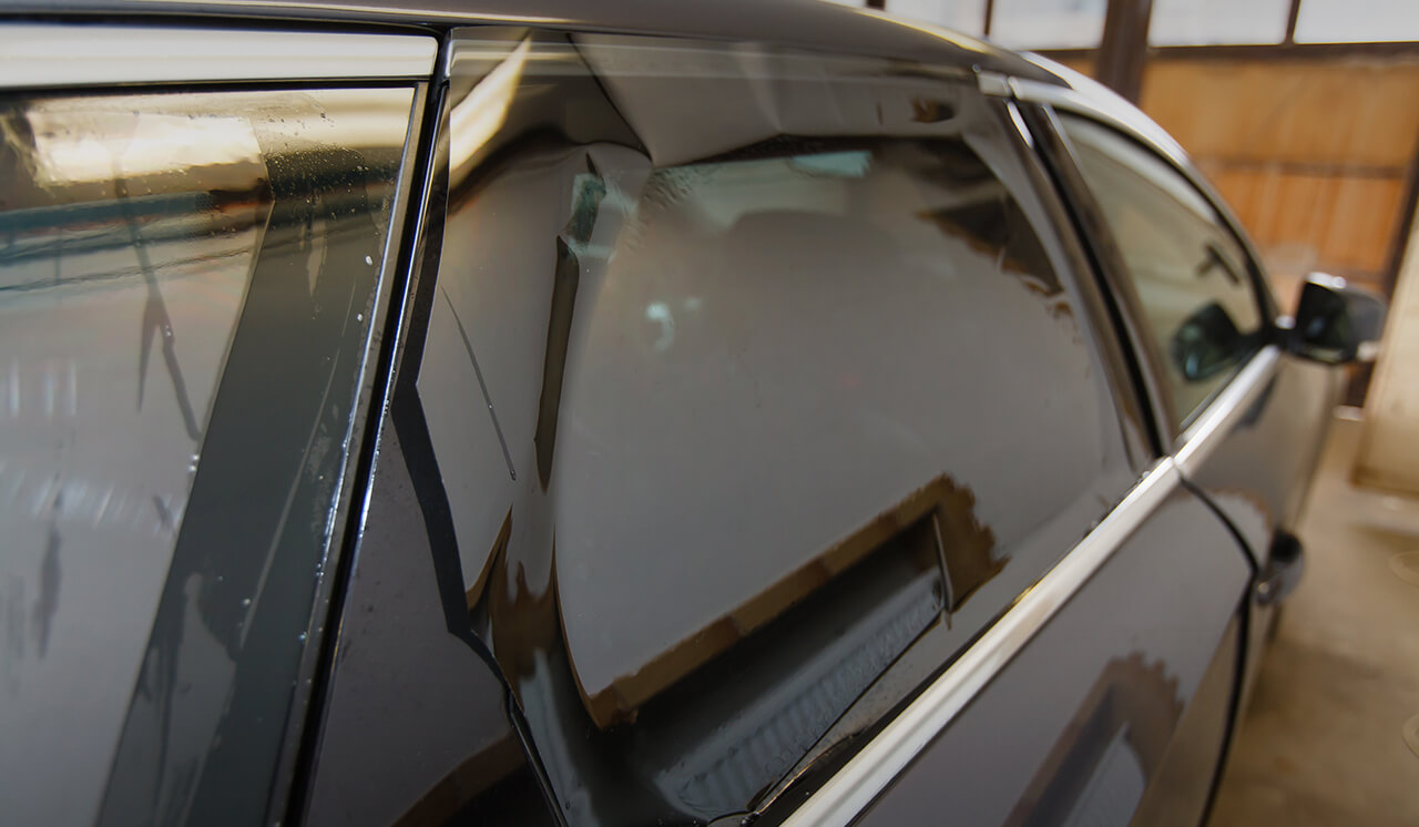 window tint on black car